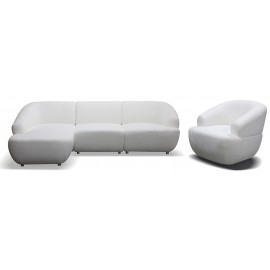 VALENCIA CHAISE LOUNGE AND SINGLE SWIVEL CHAIR SET IN FABRIC